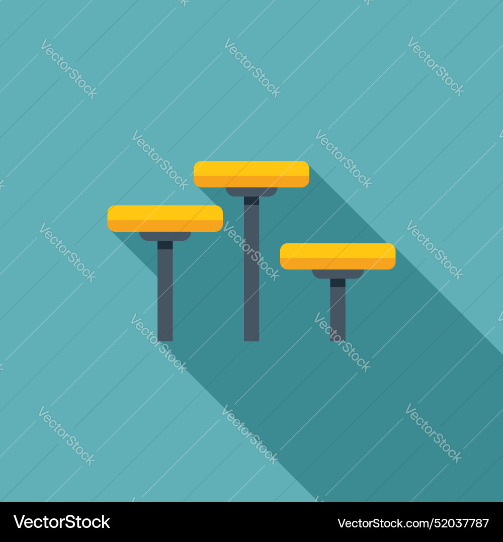 Three bar stools standing in a row with long Three bar stools standing in a row with long vector image