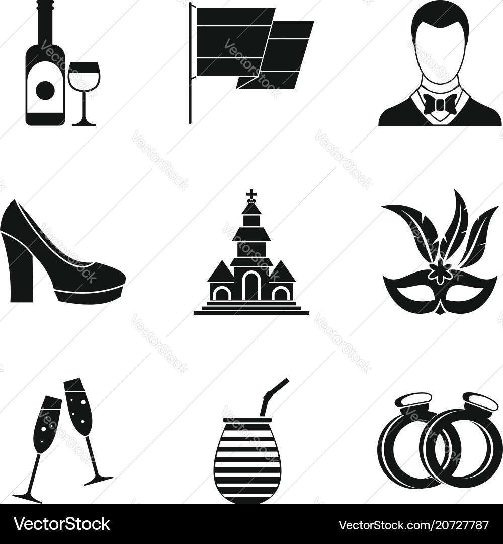 Wine icons set simple style Wine icons set simple style vector image
