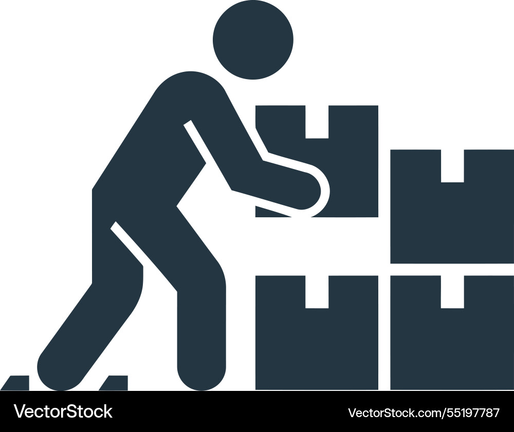 Worker stacking boxes icon Vector Image