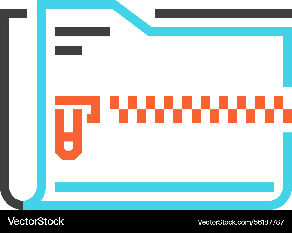 Zip folder flat line web icon concept Zip folder flat line web icon concept vector image