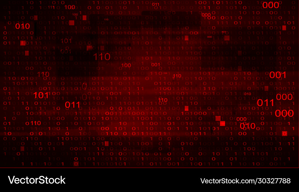 Abstract red background with binary code malware vector image