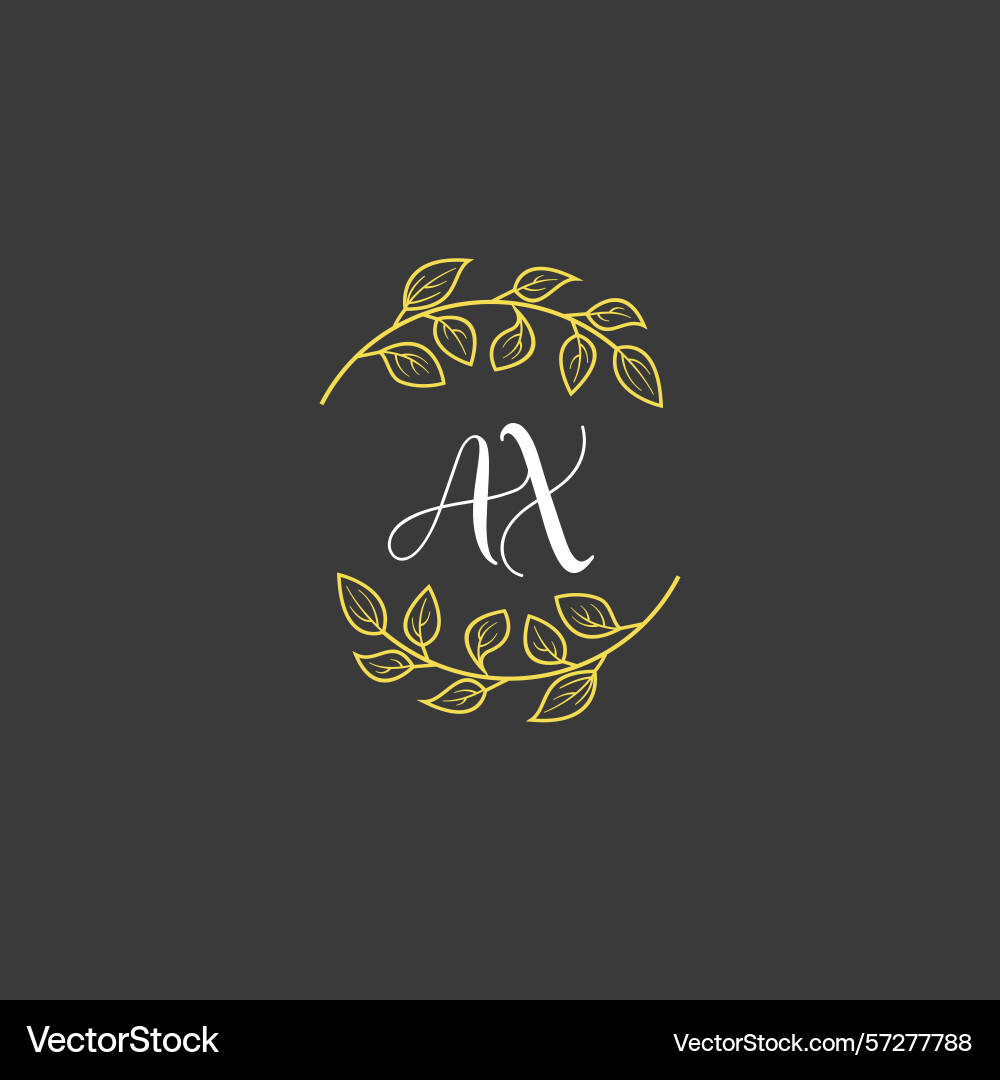 Botanical monogram logos with initial ax Botanical monogram logos with initial ax Vector Image