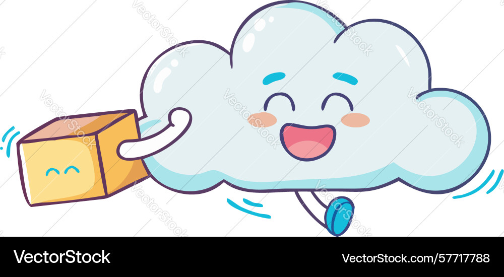 Cheerful cloud with open box conceptual idea Vector Image