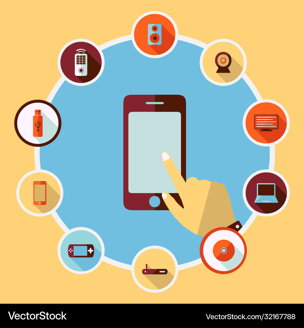 Flat concept set modern design with shadow vector image