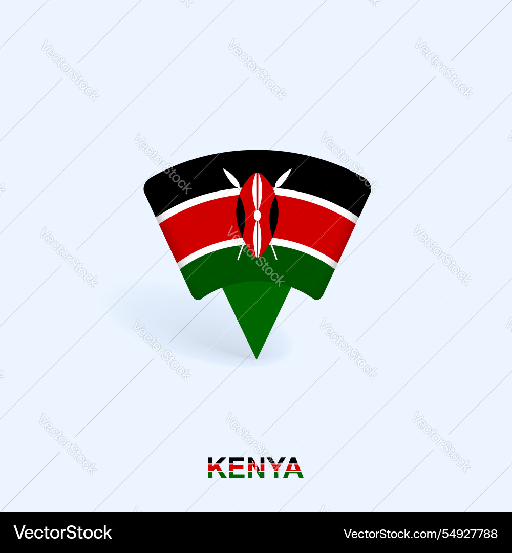 Kenya flag map pointer design with shadow Kenya flag map pointer design with shadow Vector Image