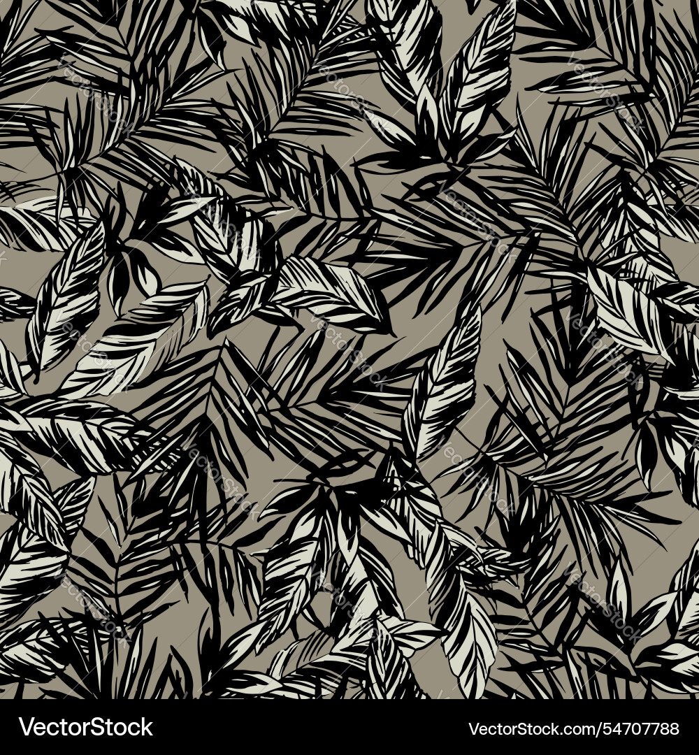 Leaves of palm tree seamless pattern background Leaves of palm tree seamless pattern background vector image