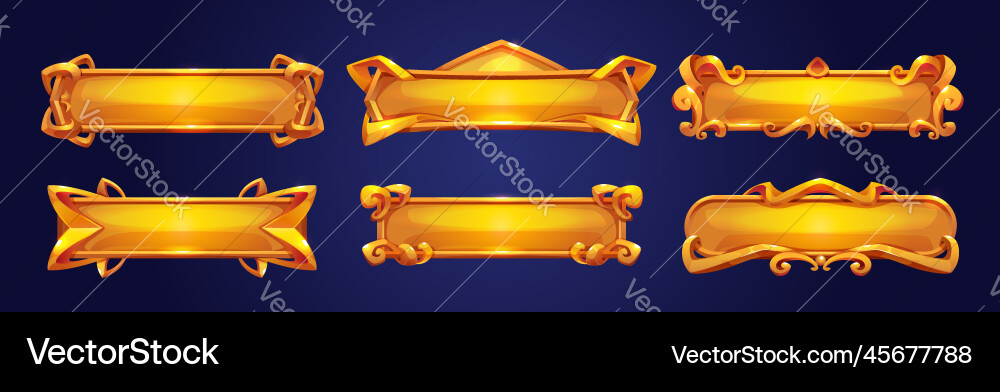 Medieval golden buttons ui game menu elements Medieval golden buttons ui game menu elements vector image