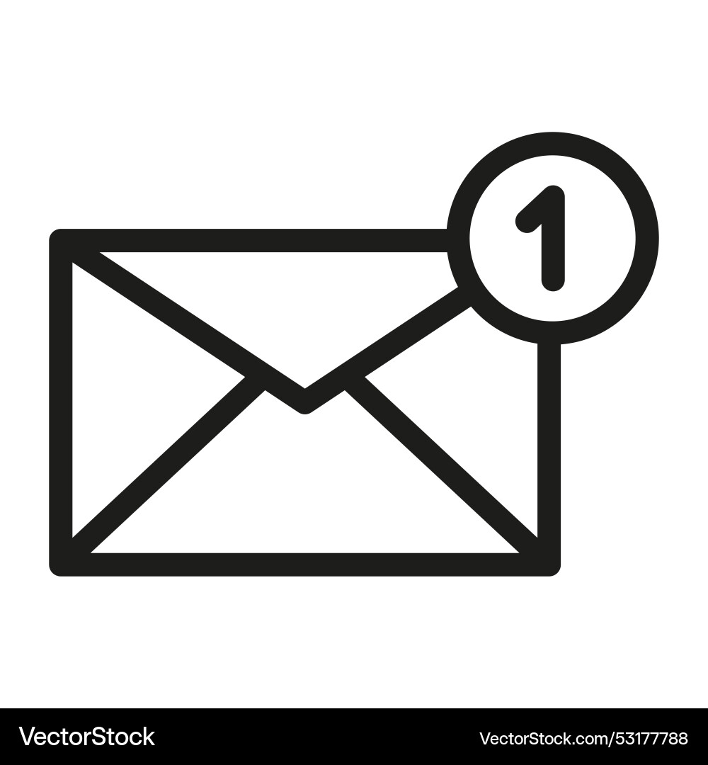 One new incoming message envelope One new incoming message envelope vector image