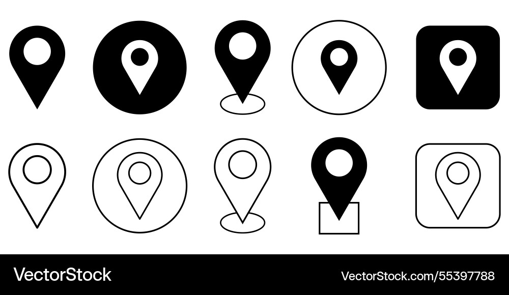 Pin icon set location marker symbol gps Vector Image