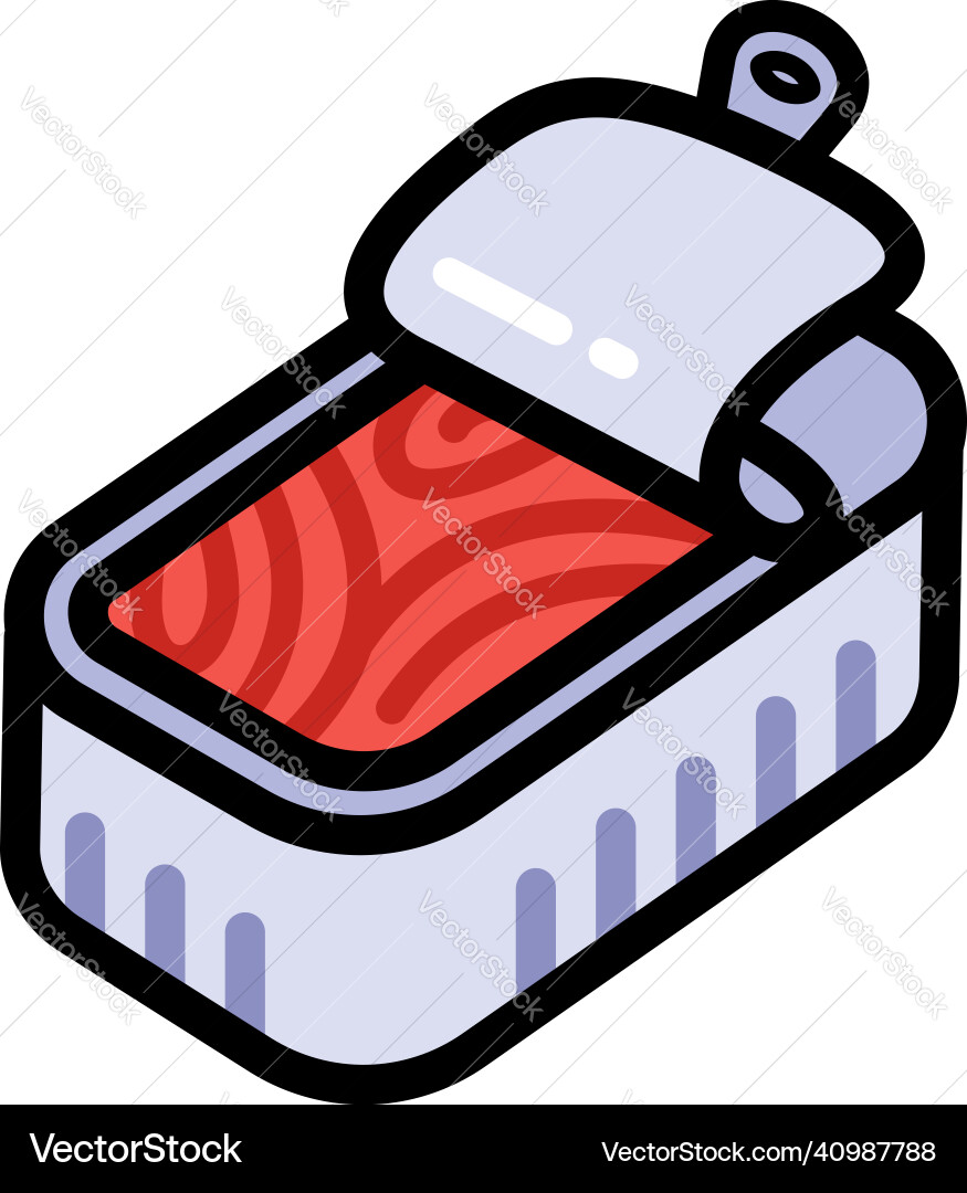 Tuna can color icon canned fish in simple style vector image