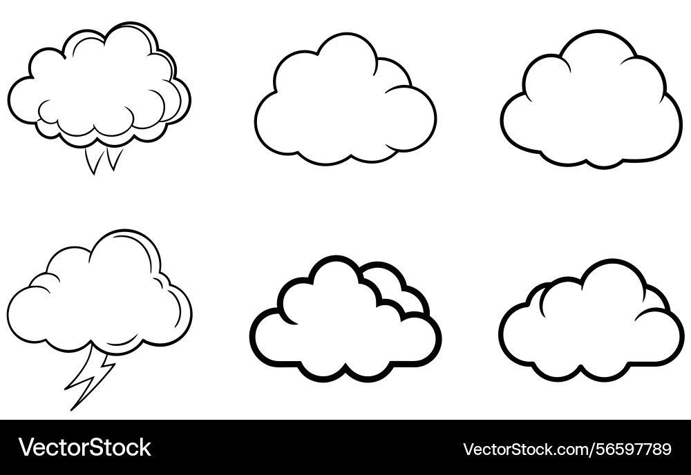 A collection of six different cloud in simple A collection of six different cloud in simple Vector Image