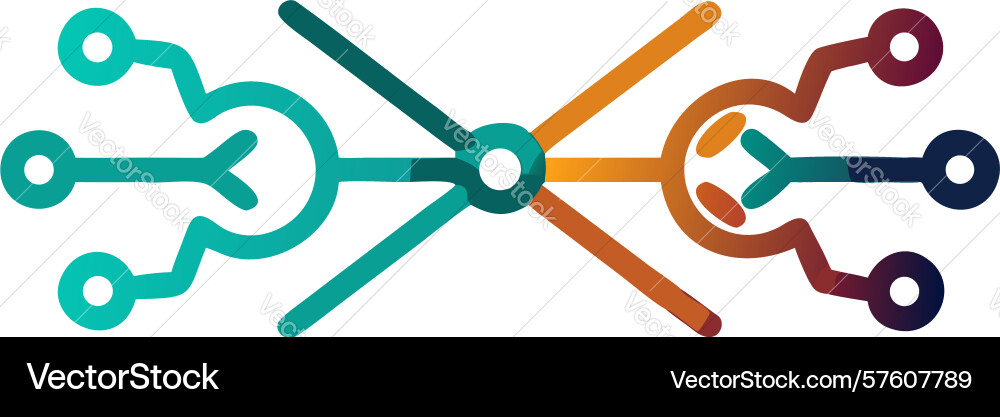 Abstract circuit connection network icon design vector image
