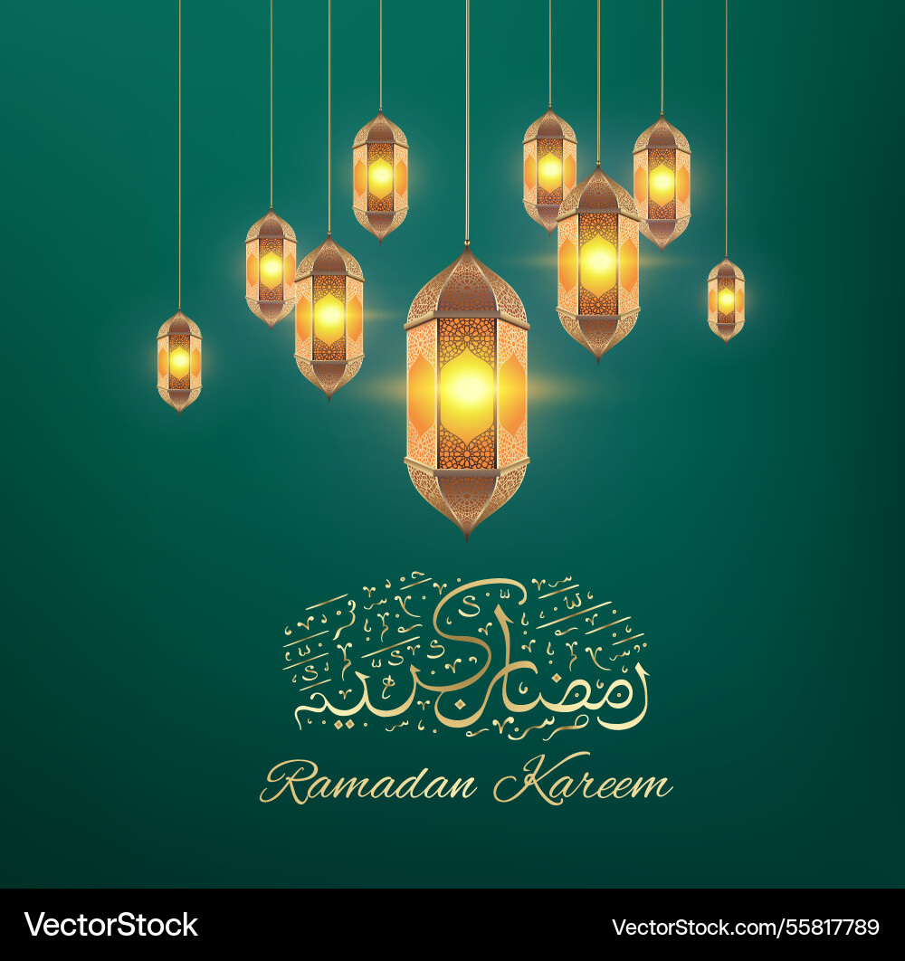 Glowing golden ramadan lantern composition Glowing golden ramadan lantern composition Vector Image