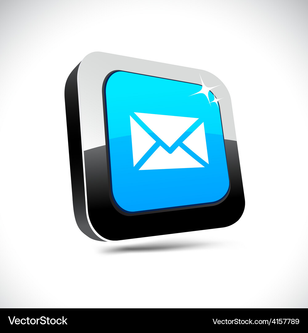 Mail 3d square button Vector Image