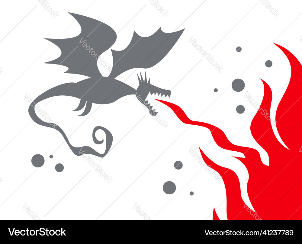 Mythical monster breathes flames vector image