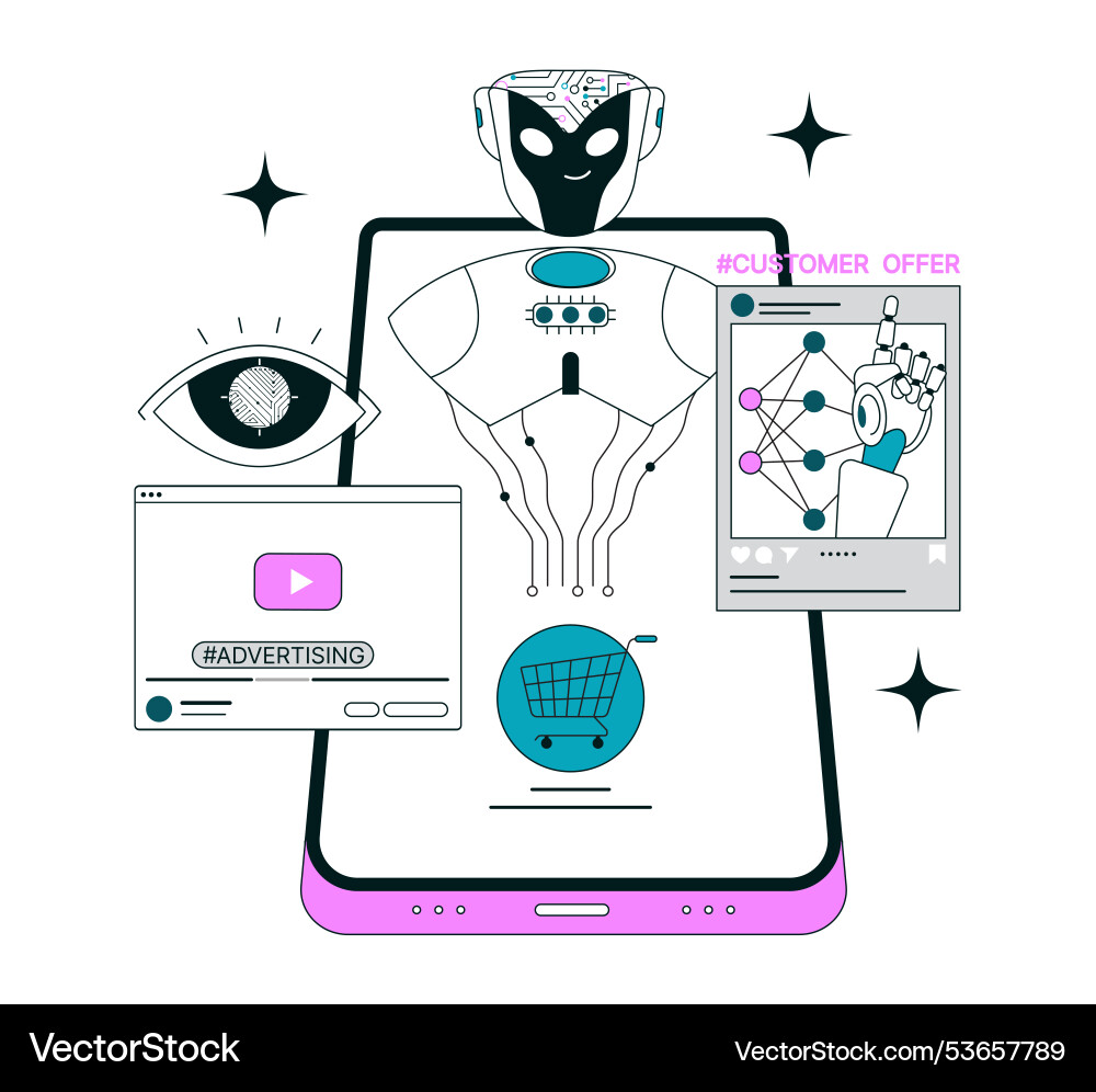 Native and personalized advertising ai-based Native and personalized advertising ai-based vector image