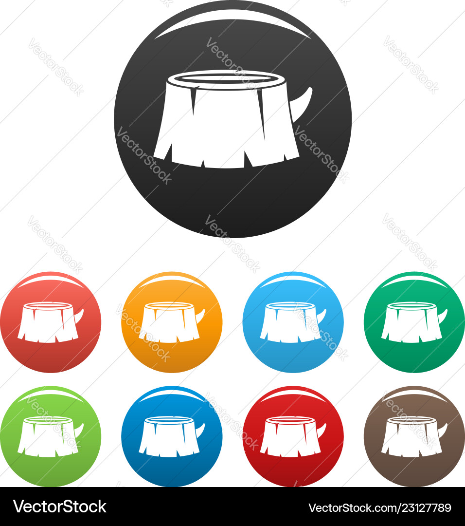 Old tree stump icons set color Old tree stump icons set color vector image