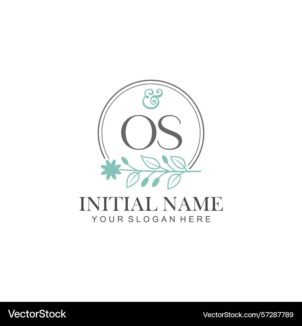Os initial logo templates with botanical elements Os initial logo templates with botanical elements vector image
