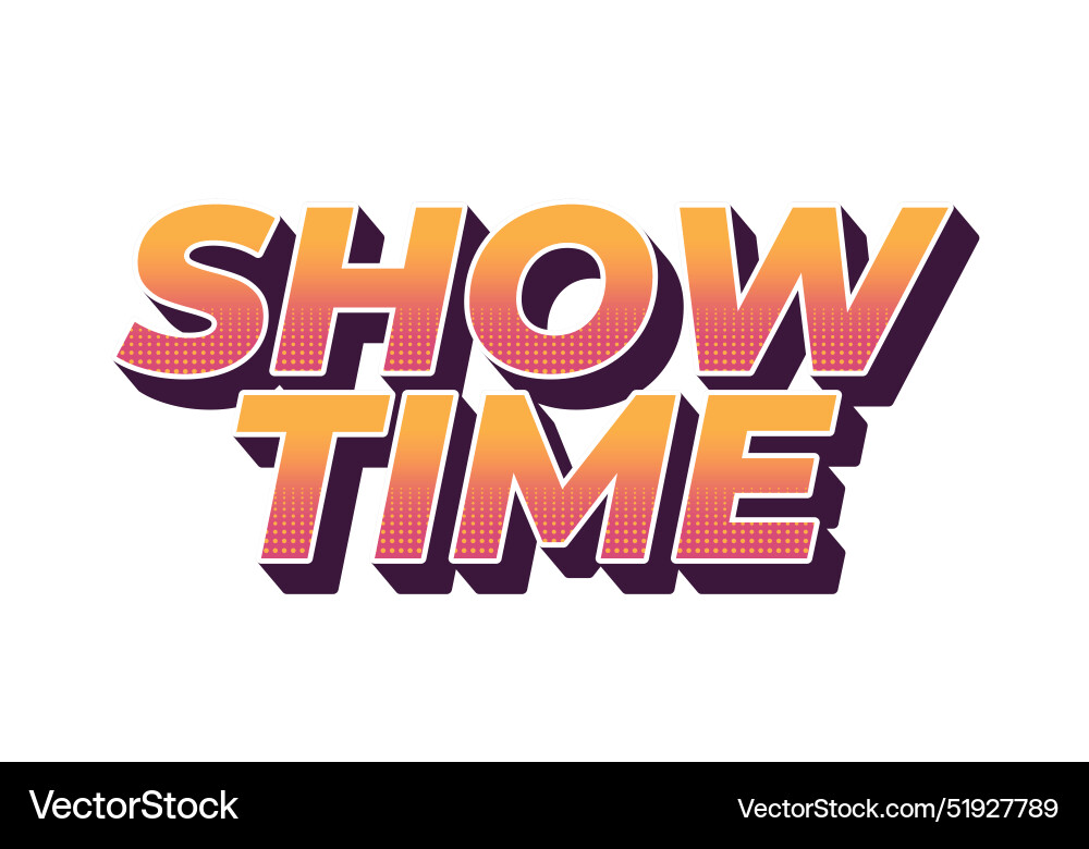 Show time text effect in 3d style with good colors Vector Image