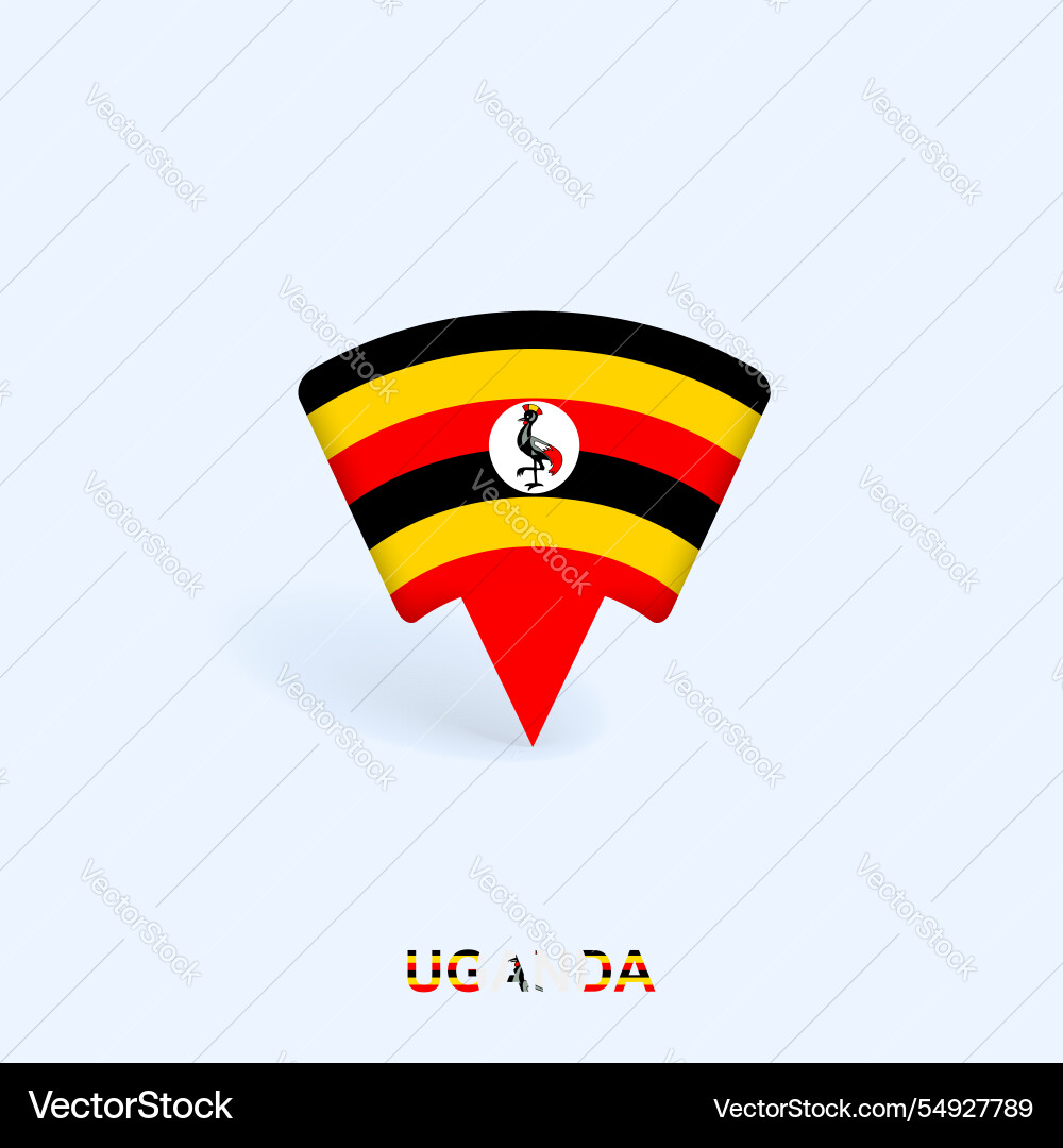 Uganda flag map pointer design with shadow Uganda flag map pointer design with shadow vector image