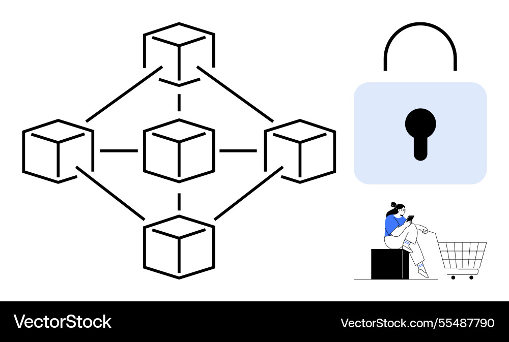 Blockchain network nodes with security and e Blockchain network nodes with security and e vector image