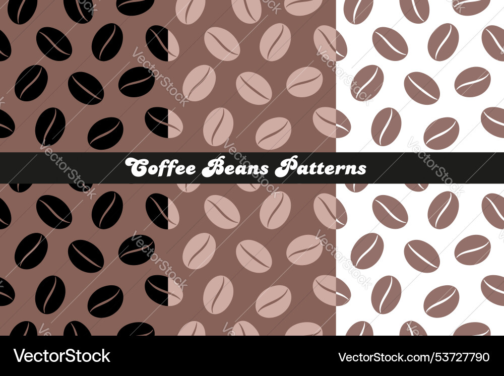 Coffee bean seamless pattern set in various color Coffee bean seamless pattern set in various color Vector Image