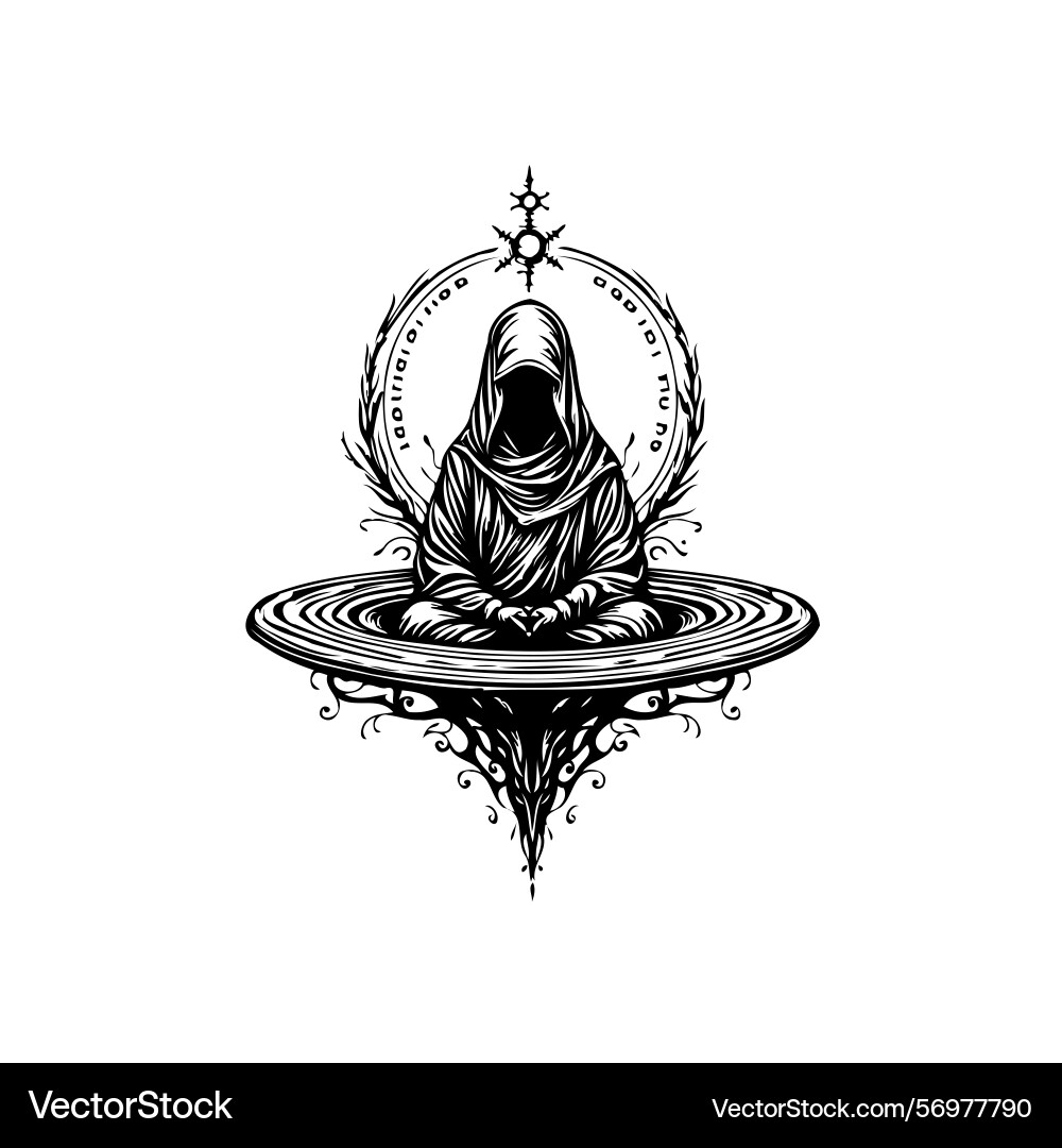 Enigmatic cloaked figure floating within Enigmatic cloaked figure floating within Vector Image