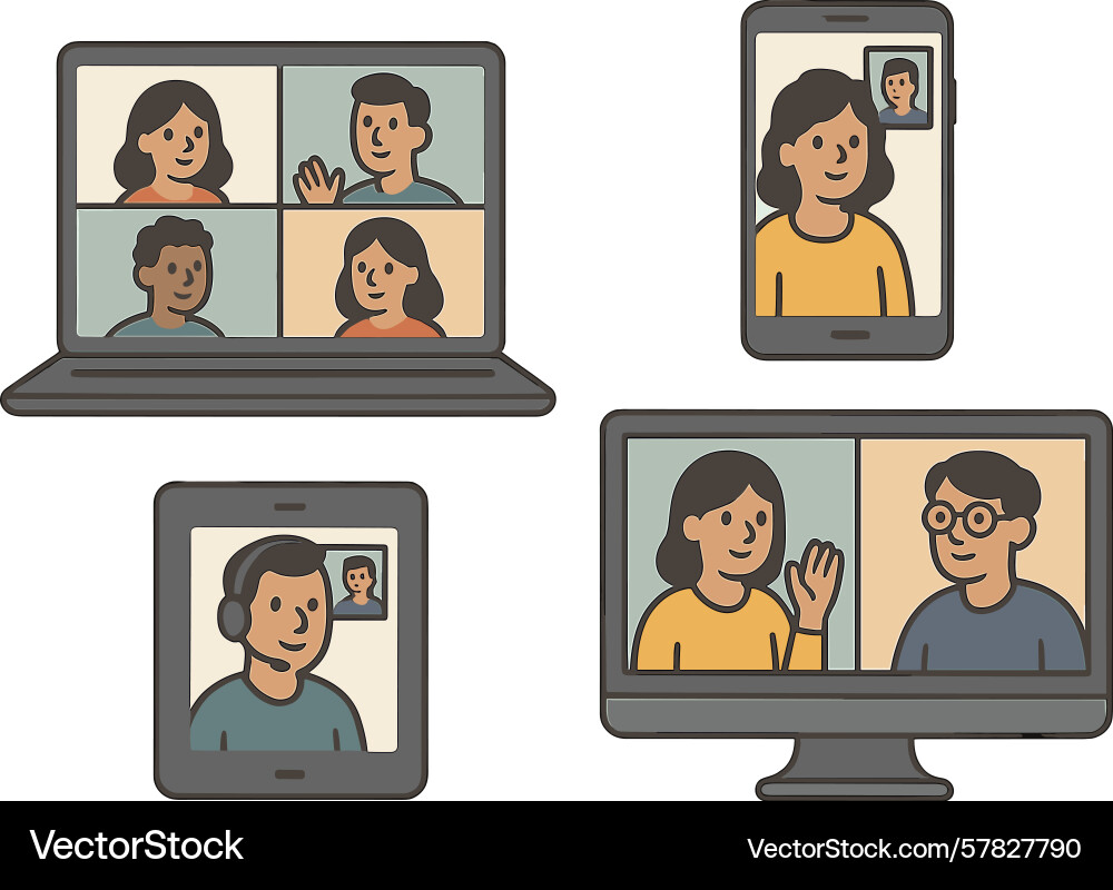 Group video call with multiple participants across Vector Image
