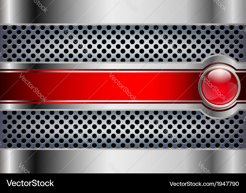 Metallic Red Button Background vector image