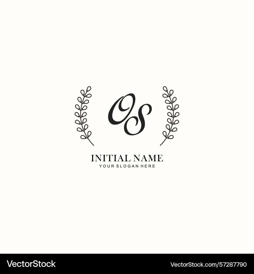 Os initial logo templates with botanical elements Os initial logo templates with botanical elements vector image