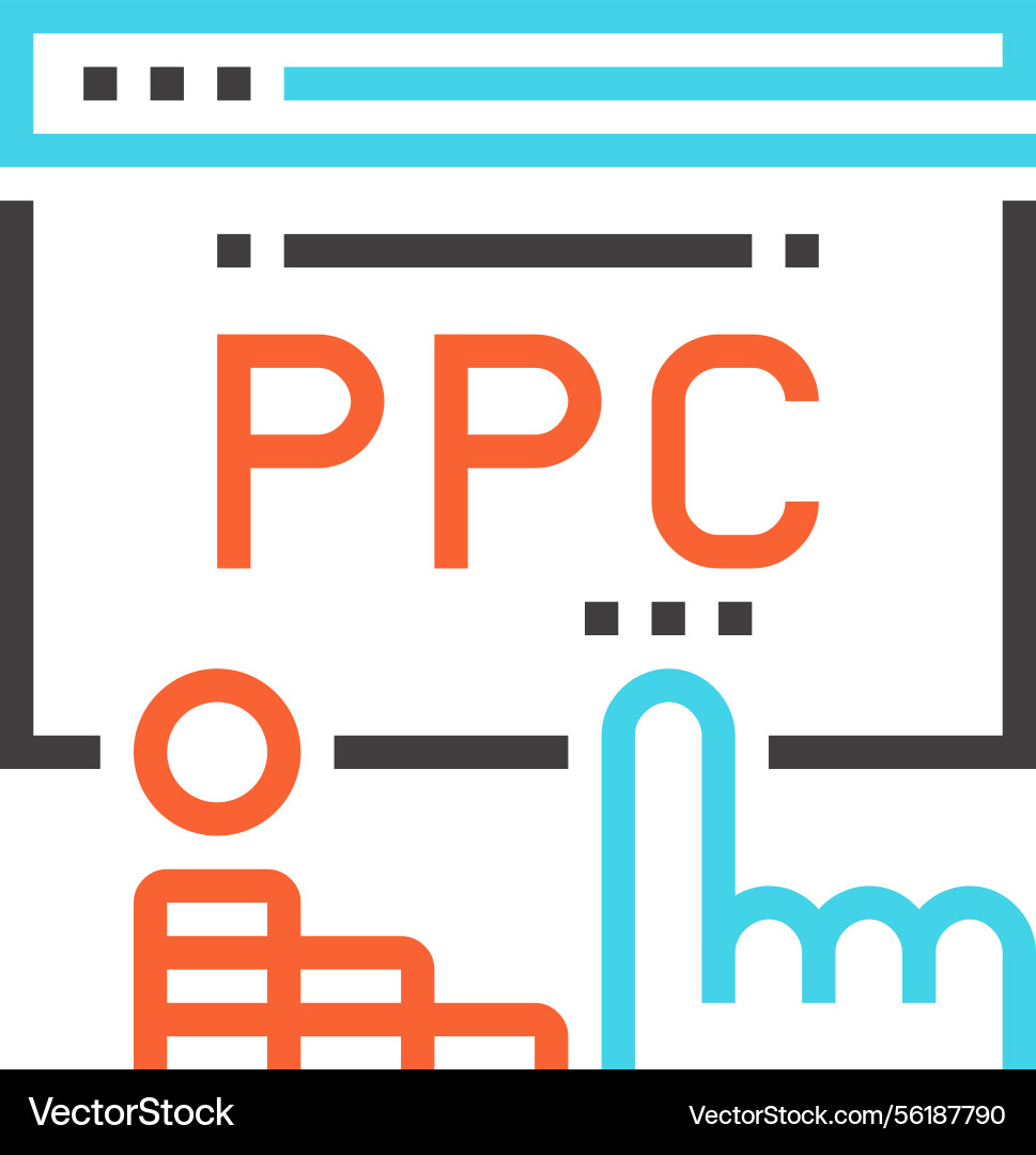Pay per click flat line web icon concept Pay per click flat line web icon concept vector image