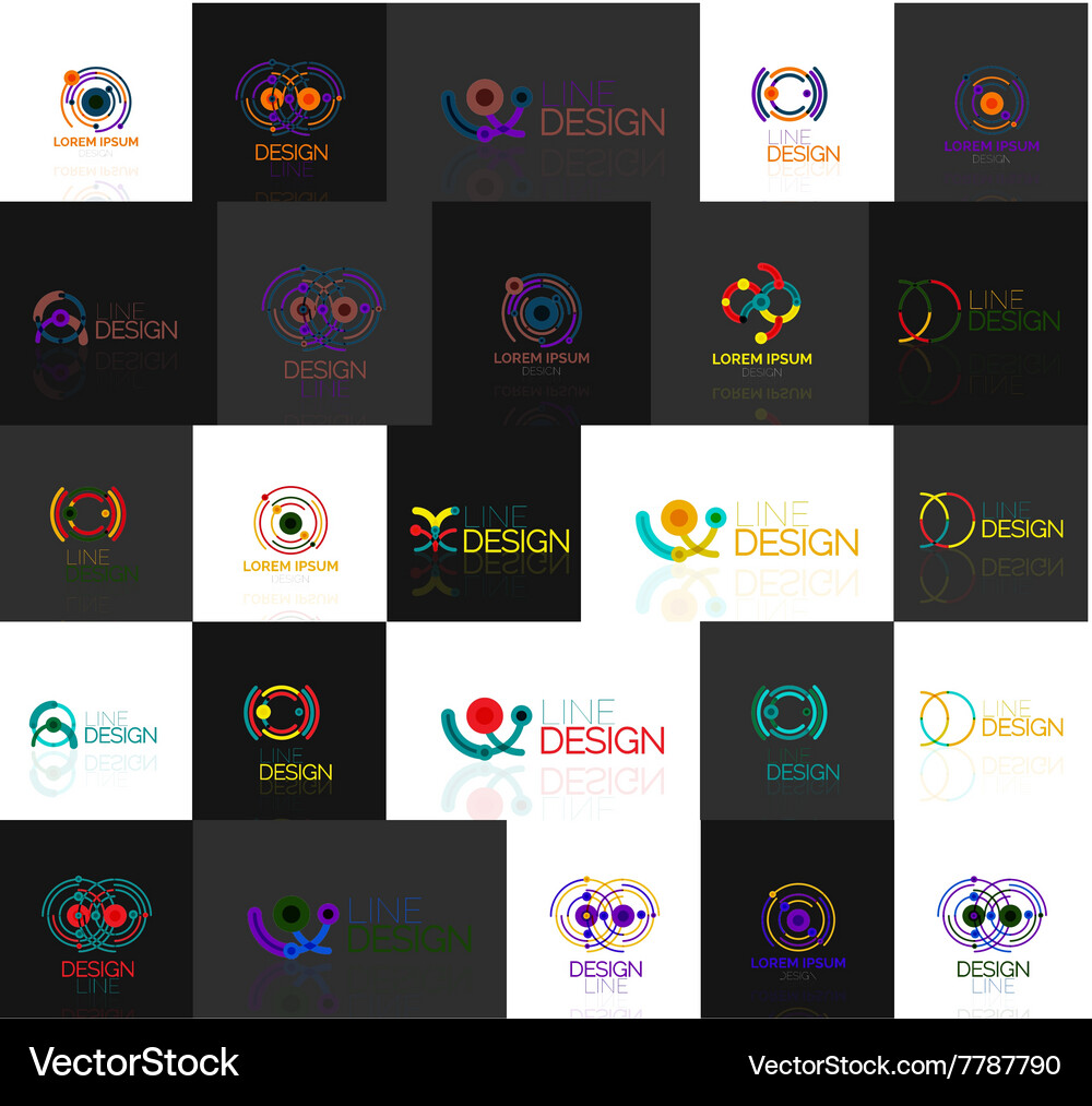 Set of linear abstract logos swirl circle Vector Image