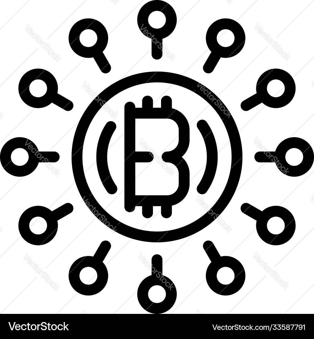 Bitcoin network icon outline style Bitcoin network icon outline style vector image