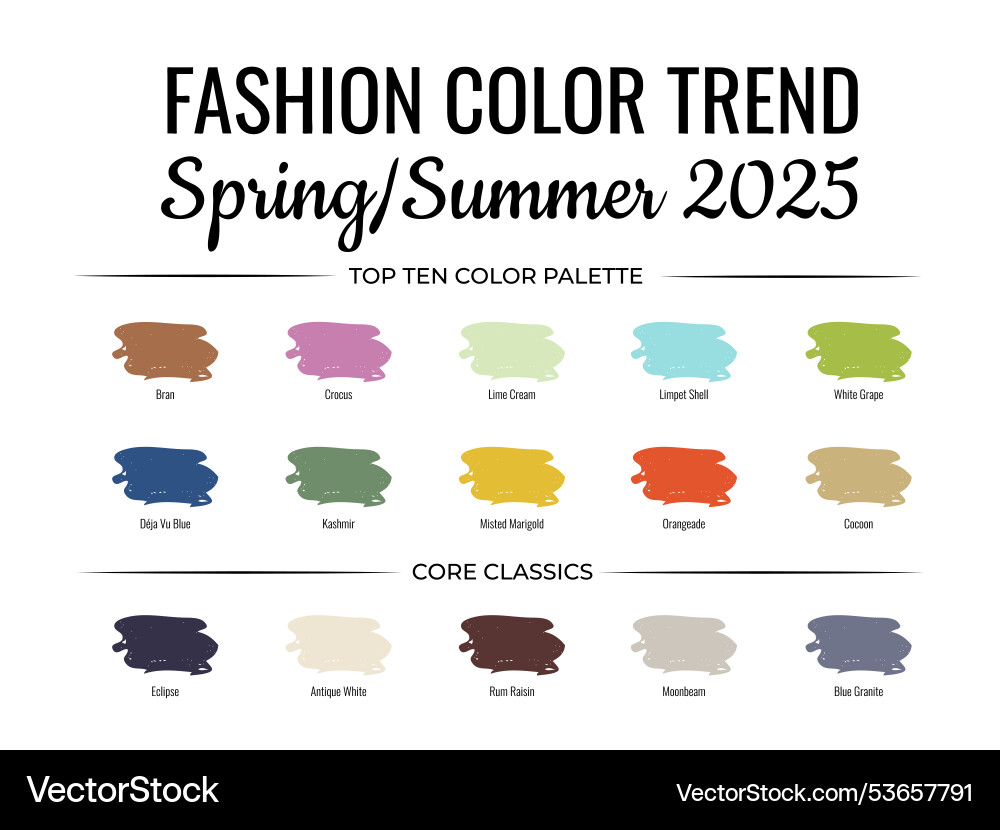 Fashion color trend spring summer 2025 trendy Vector Image