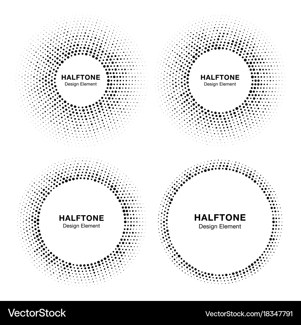 Halftone Circle Frames with Dots vector image