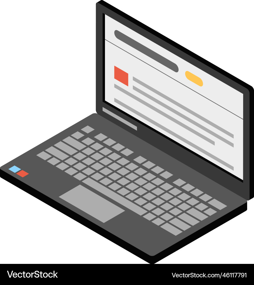 Isometric laptop library composition Royalty Free Vector