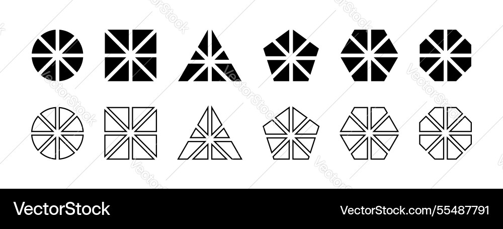 Set of geometric round square and triangle Set of geometric round square and triangle vector image