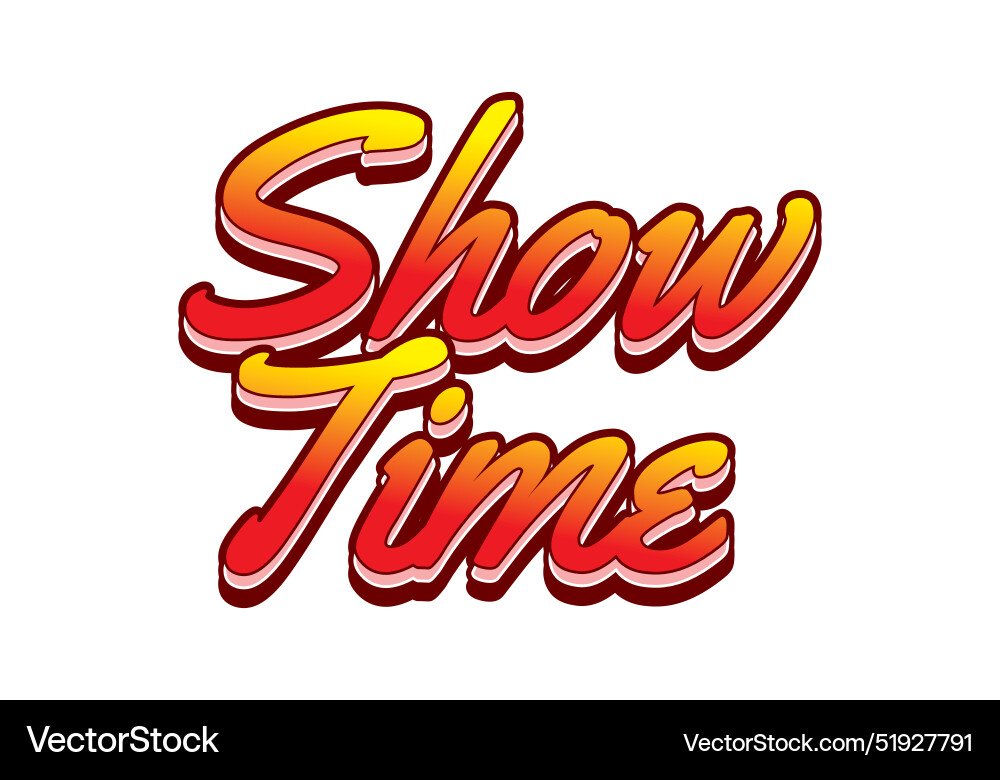 Show time text effect in 3d style with good colors Show time text effect in 3d style with good colors Vector Image