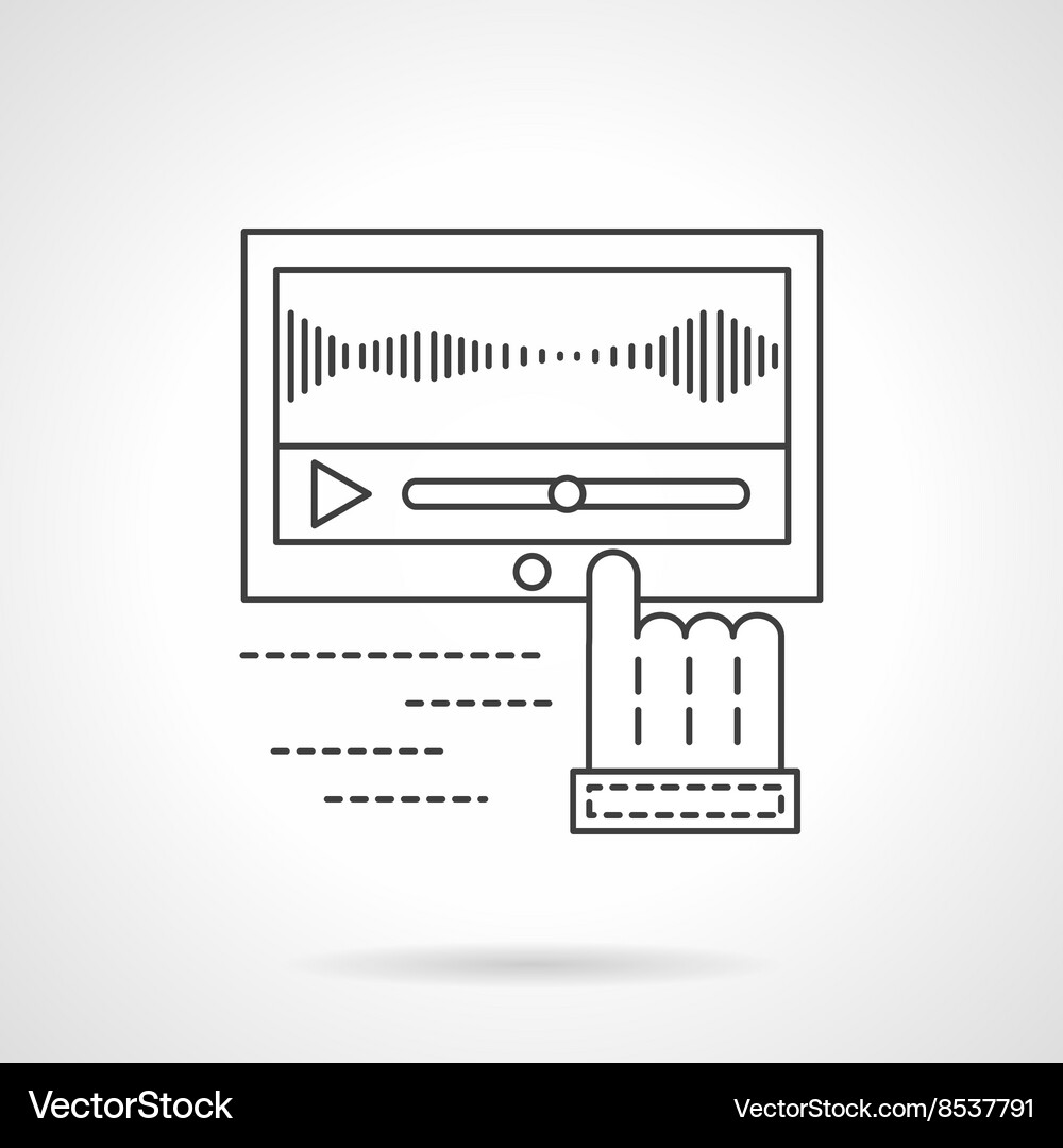 Sound record processing flat line icon Vector Image