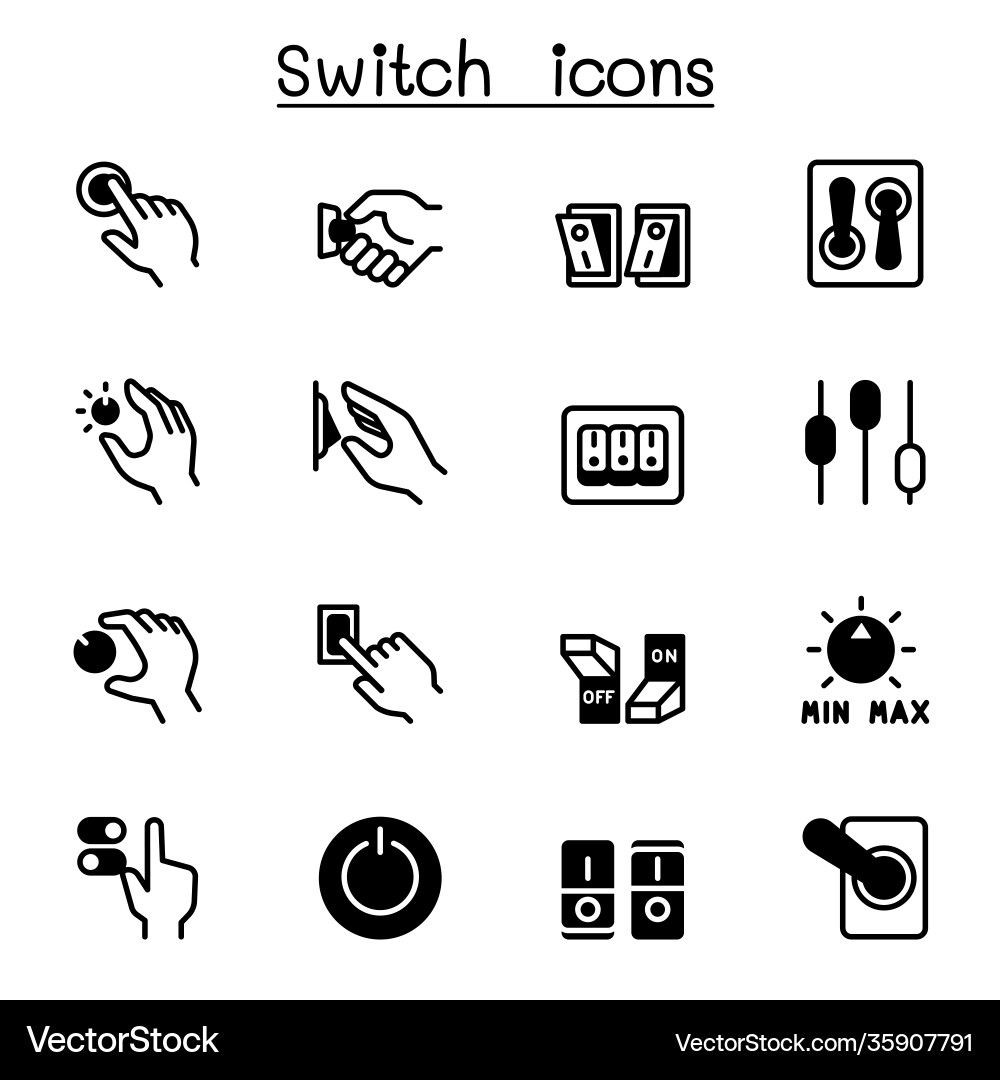 Switch Icon Set - Power & Control vector image