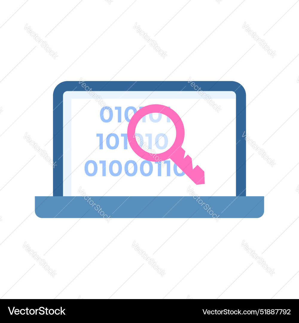 Binärcode auf Laptop mit Schlüssel der sicher ist Vektorbild