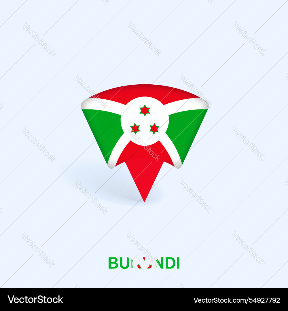 Burundi flag map pointer design with shadow Burundi flag map pointer design with shadow vector image