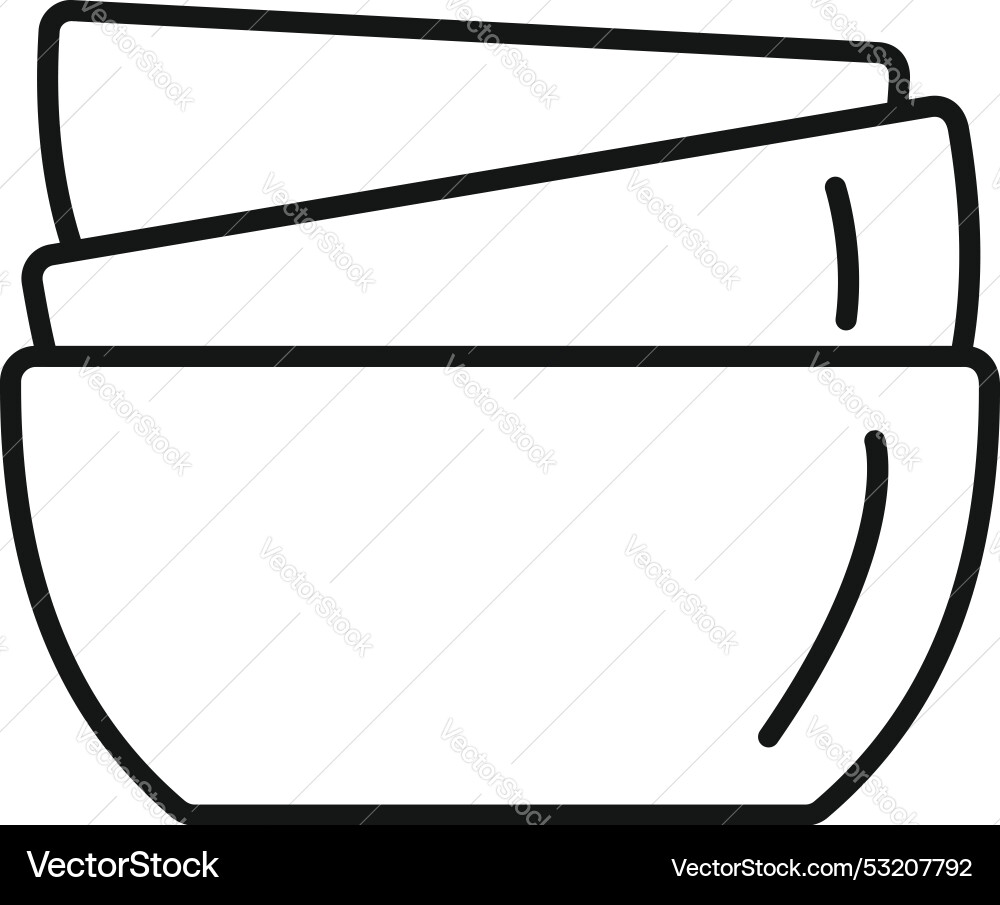 Stack of three empty soup bowls line art drawing Vector Image