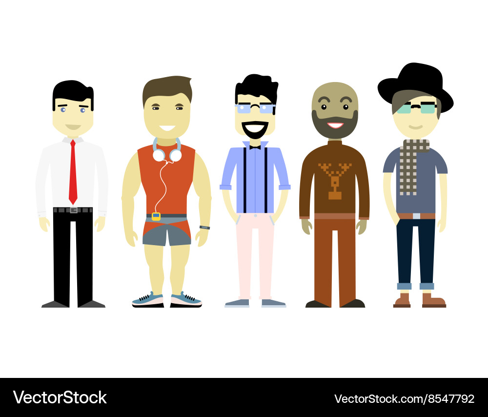 Types of men different characters set collection vector image