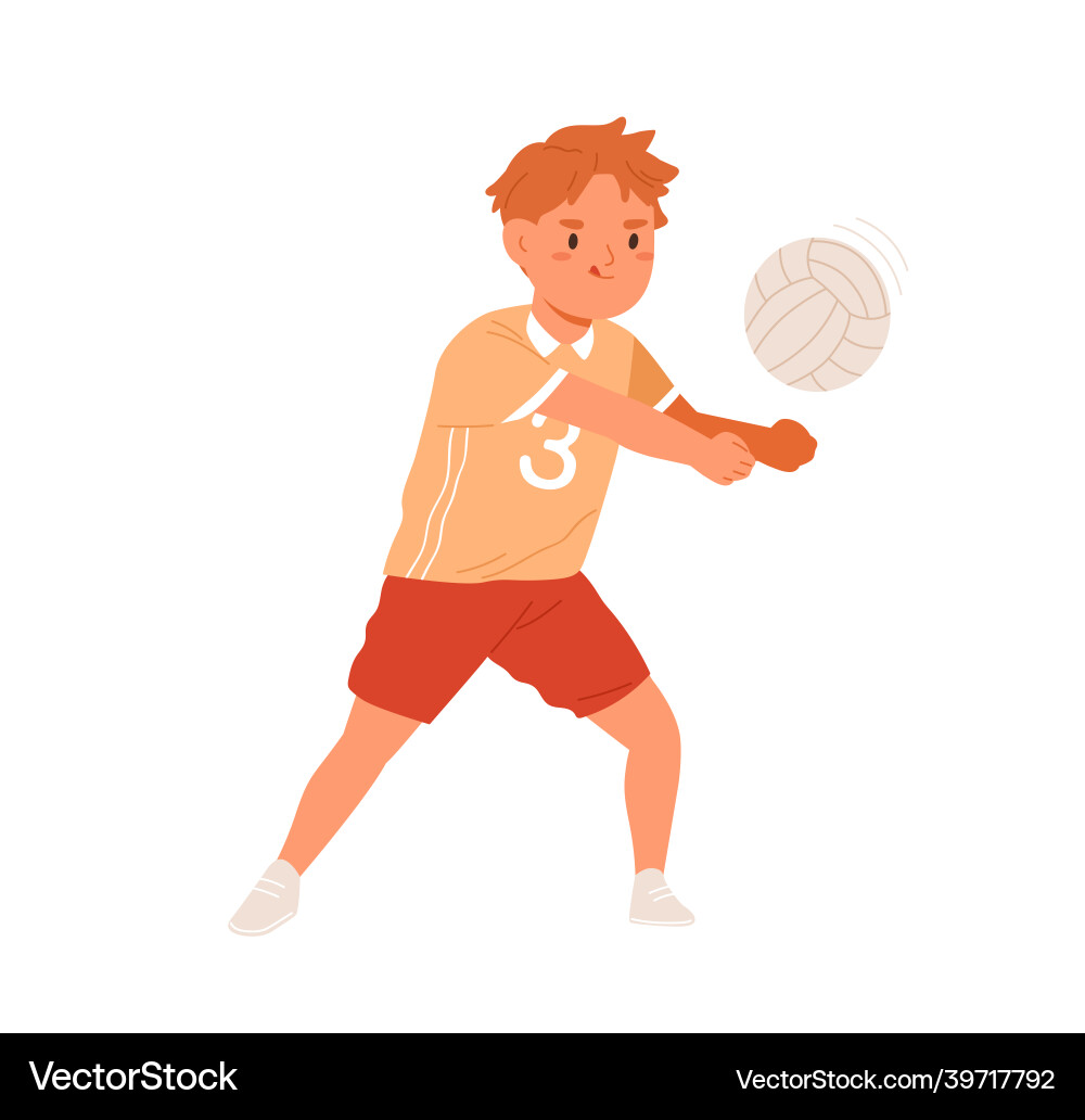 Volleyball player kid serving ball with hands Volleyball player kid serving ball with hands vector image