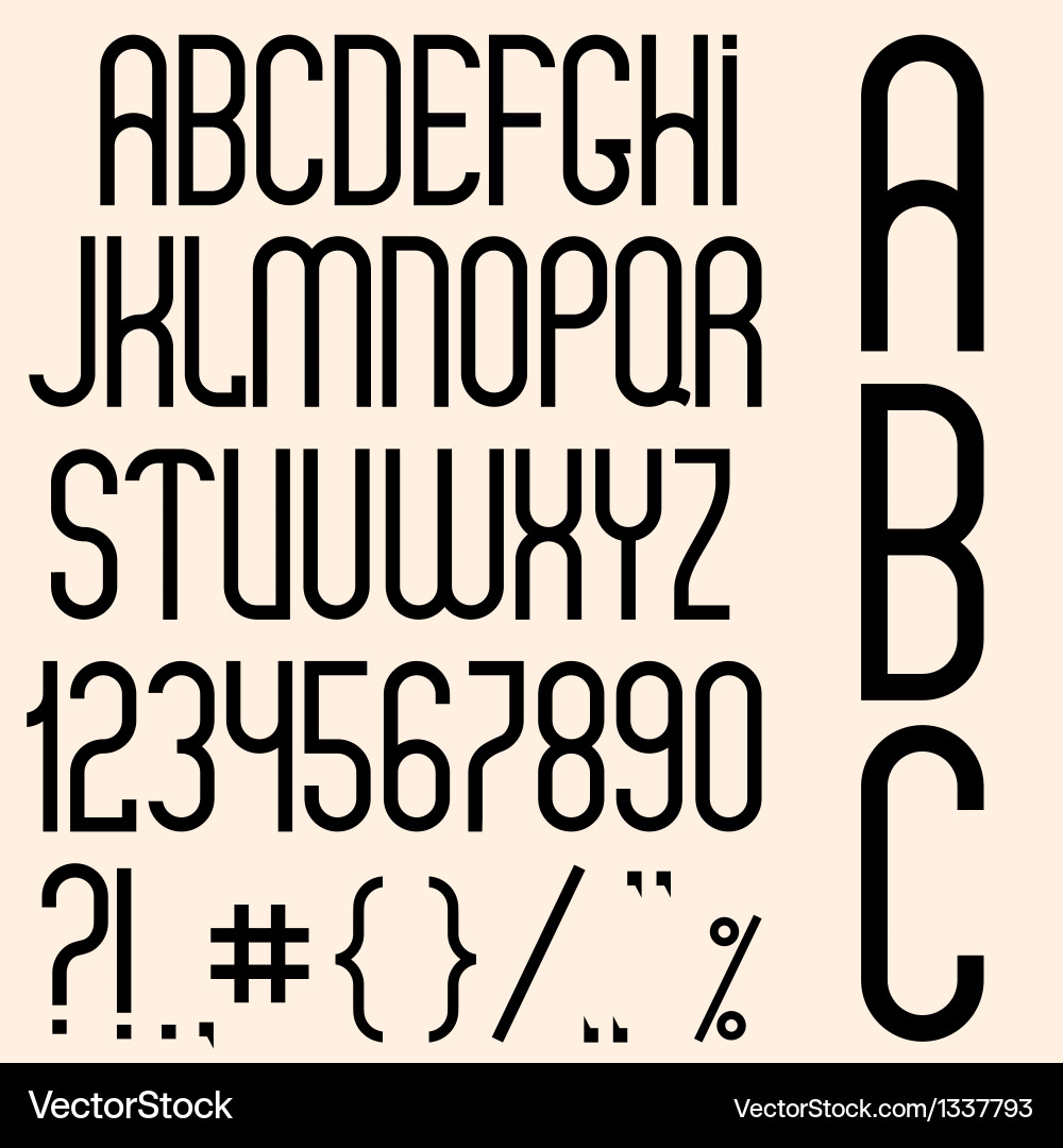 Black Font Numbers & Punctuation Marks vector image