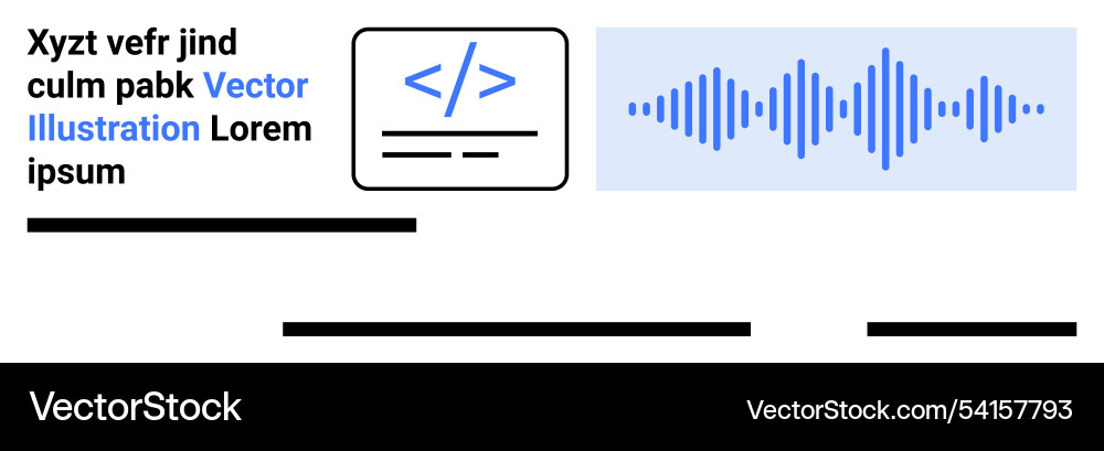 Coding and audio waveform elements with text Coding and audio waveform elements with text vector image