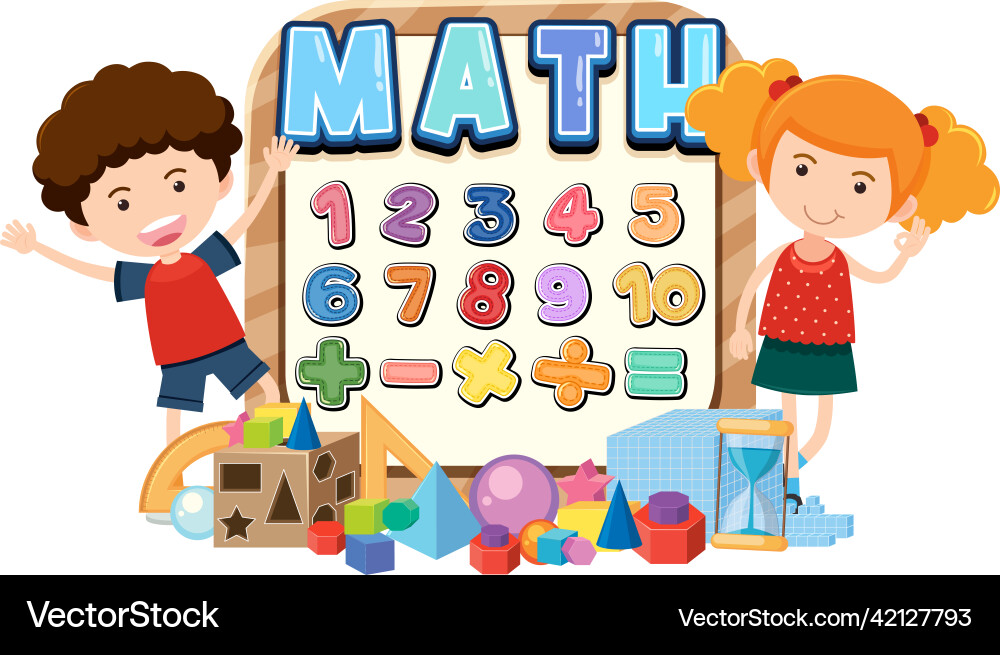 Counting number 0 to 9 and math symbols Counting number 0 to 9 and math symbols vector image