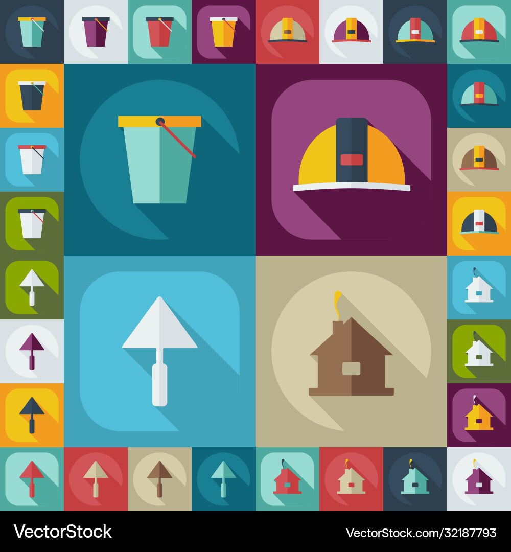 Flat concept set modern design with shadow vector image
