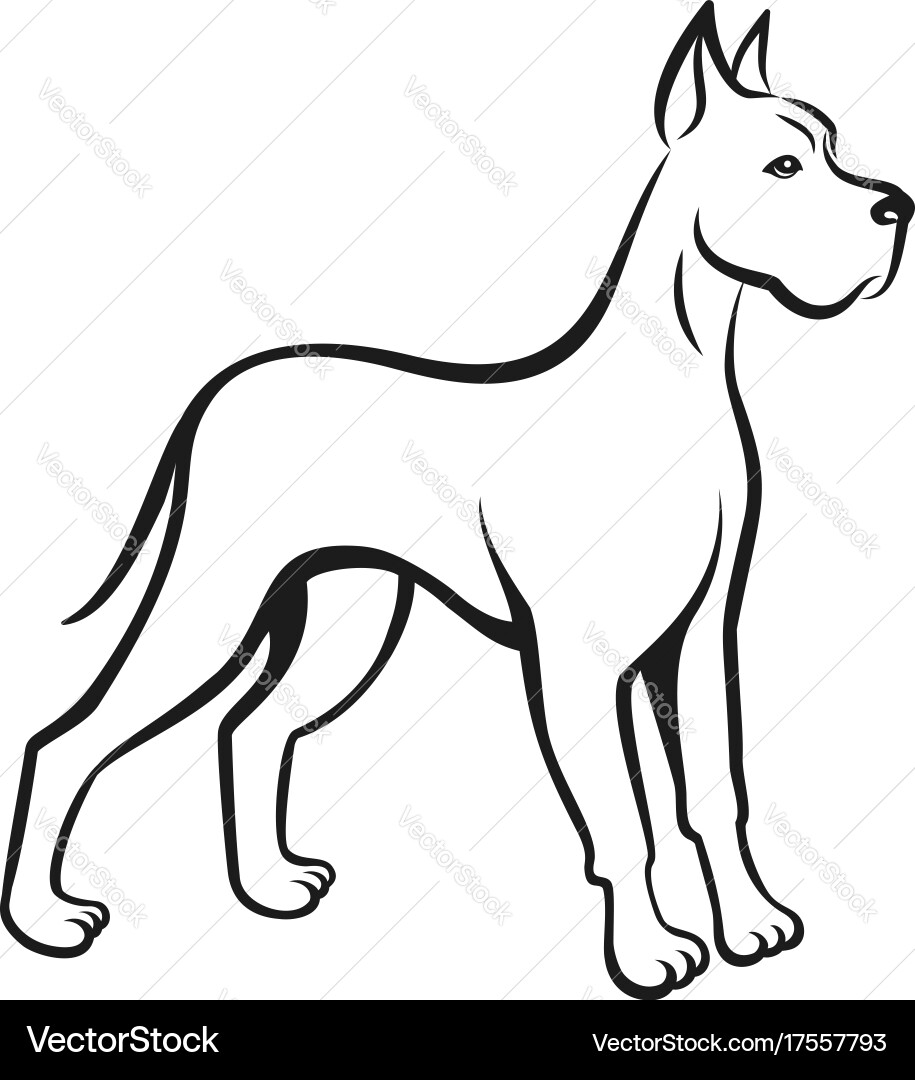 Great Dane Line Art - Pet Logo Vector Image